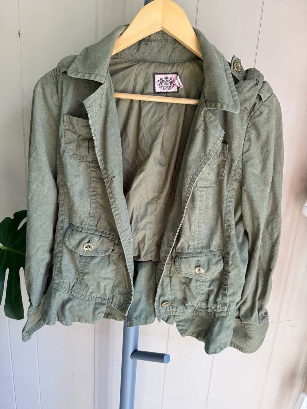 Juicy Couture Olive Green Military Utility Peplum Jacket Size S